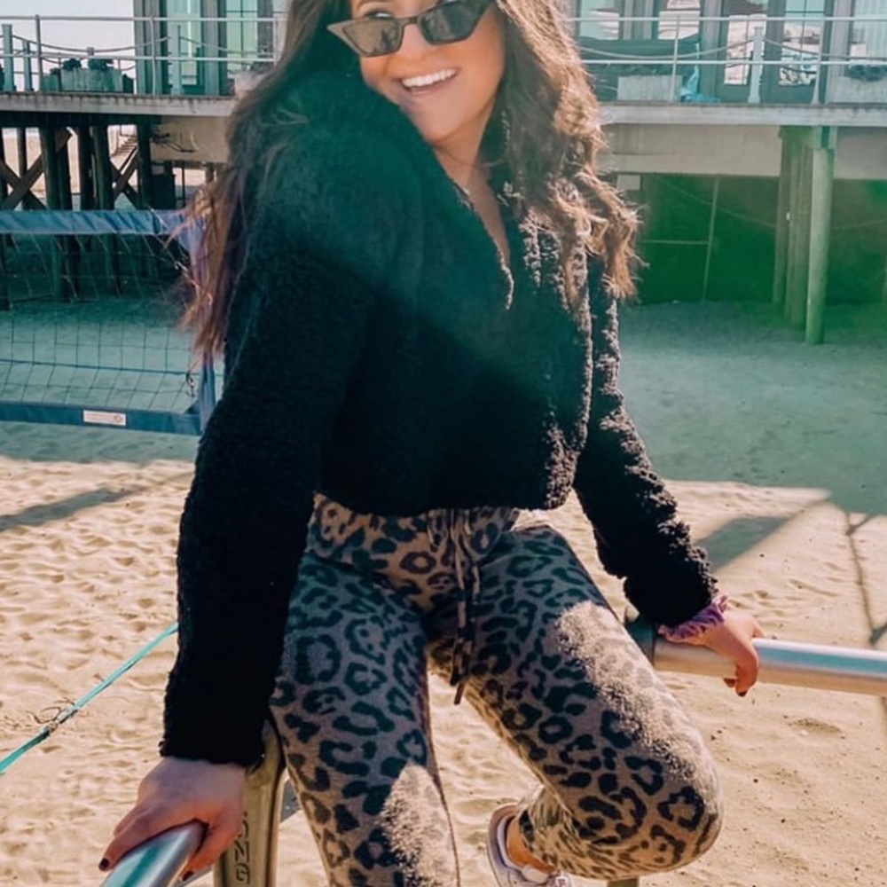 black cropped sherpa hoodie